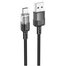 Кабель HOCO U129 transparent charging data cable USB to Type-C 3A 1.2m Black