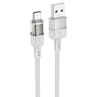 Кабель HOCO U129 transparent charging data cable USB to Type-C 3A 1.2m Grey