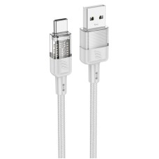 Кабель HOCO U129 transparent charging data cable USB to Type-C 3A 1.2m Grey