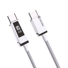 Кабель Veron CC12 Nylon LCD Cable Type-C to Type-C 60W 3A 2m White