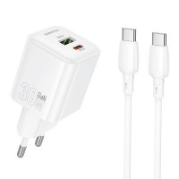 Мережевий зарядний пристрій BOROFONE BN35 Mini charger Type-C to Type-C cable 30W White