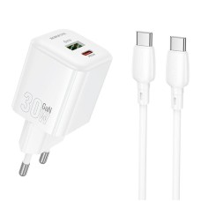 Мережевий зарядний пристрій BOROFONE BN35 Mini charger Type-C to Type-C cable 30W White