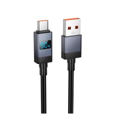 Кабель HOCO X118 Generous charging data cable with display USB to Type-C 5A 1m Black