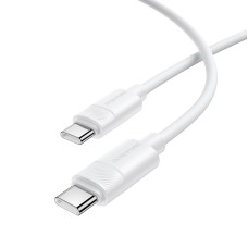 Кабель Borofone BX123 Silicone Cable Type-C to Type-C 60W 3A 1m White