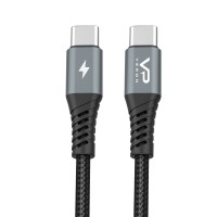 Кабель Veron C09 Nylon Cable Type-C to Type-C 60W 3A 1m Black