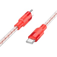 Кабель HOCO X99 Crystal junction silicone charging data cable Type-C to Type-C 60W 3A 1m Red