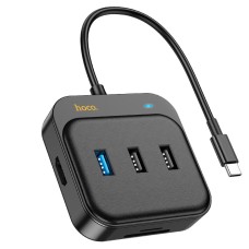 USB-Хаб HOCO HB38 Easy link Multiport Adapter 7в1 Type-C to HDMI+USB 3.0+2xUSB 2.0+SD+TF+PD Black