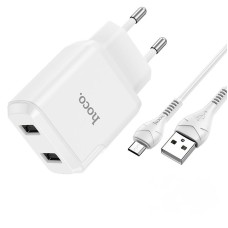 Мережевий зарядний пристрій HOCO N7 Speedy dual port charger Micro cable 10.5W White