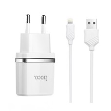Мережевий зарядний пристрій Hoco C11 Lightning cable 5W White