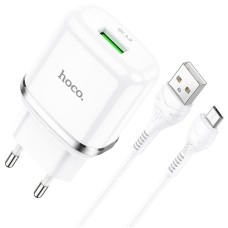 Мережевий зарядний пристрій HOCO N3 Special Micro Cable 18W White