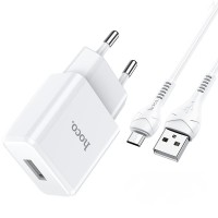 Мережевий зарядний пристрій Hoco N9 Especial single port charger Micro cable 10.5W White