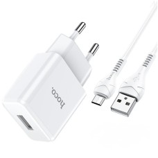 Мережевий зарядний пристрій Hoco N9 Especial single port charger Micro cable 10.5W White