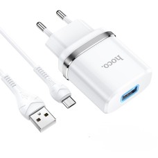 Мережевий зарядний пристрій HOCO N1 Ardent single port charger Micro USB cable 12W White