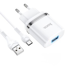 Мережевий зарядний пристрій HOCO N1 Ardent single port charger Type-C cable 12W White