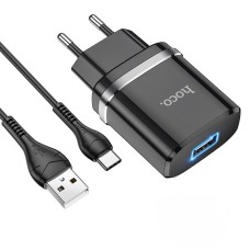 Мережевий зарядний пристрій HOCO N1 Ardent single port charger Type-C cable 12W Black