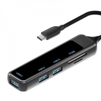 USB-Хаб CH 4в1 Type-C to 2xUSB 2.0+USB 3.0+SD+TF Black