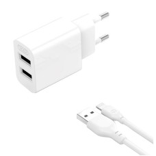 Мережевий зарядний пристрій XO L109 Dual Charger Lightning cable 12W White