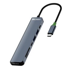 USB-Хаб ZAMAX Multifunction Adapter 7в1 Type C to HDMI+PD+USB-C+SD+TF Space Grey