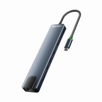 USB-Хаб ZAMAX Multifunction Adapter 8в1 Type-C to HDMI+PD+2xUSB 3.0+USB C+SD+TF+RJ45 Space Grey
