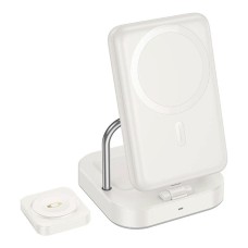 Бездротовий зарядний пристрій Hoco CQ16 Astute power bank charger+watch 10000mAh Milky White