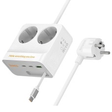 Подовжувач мережі фільтр HOCO AC28 Descanso 2-socket PD with telescopic 2500W 2m White