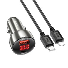 Автомобільний зарядний пристрій Hoco Z50 Leader Type-C to Lightning 3A 48W Metal-Grey