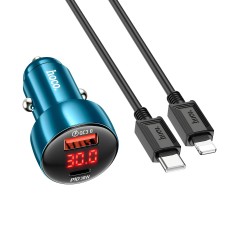 Автомобільний зарядний пристрій HOCO Z50 Leader Type-C to Lightning 3A 48W Sapphire-Blue
