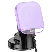 Автомобільний тримач із бездротовою зарядкою Hoco HW18 Crystal magnetic center console Purple