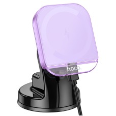 Автомобільний тримач із бездротовою зарядкою Hoco HW18 Crystal magnetic center console Purple