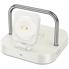 Бездротовий зарядний пристрій Hoco CQ16A Astute 3-in-1 desktop + watch charger Milky White