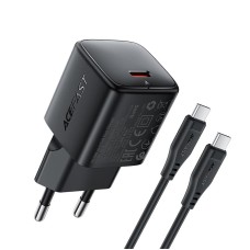 Мережевий зарядний пристрій ACEFAST A118 PD mini GaN USB-C fast charger Type-C cable 30W Black