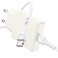 Мережевий зарядний пристрій HOCO N44 Biscuit single port charger Type-C cable 30W Moonlight white