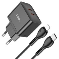 Мережевий зарядний пристрій HOCO N29 Triumph charger Lightning cable 35W Black