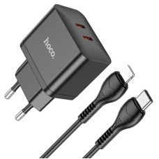 Мережевий зарядний пристрій HOCO N29 Triumph charger Lightning cable 35W Black