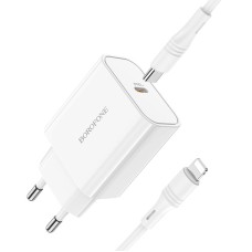 Мережевий зарядний пристрій BOROFONE BA57A Easy Speed Type-C to Lightning cable 20W White