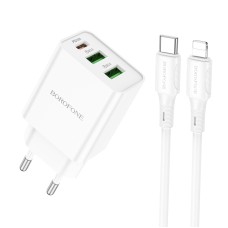 Мережевий зарядний пристрій Borofone BA70A Home Charger Lightning cable 20W White