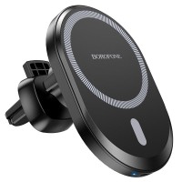 Автомобільний тримач із бездротовою зарядкою BOROFONE BH201 magnetic wireless fast charging 15W Black