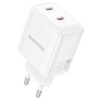 Мережевий зарядний пристрій Borofone BN31 Cargador dual port charger 45W White
