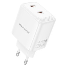 Мережевий зарядний пристрій Borofone BN31 Cargador dual port charger 45W White