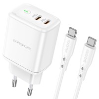 Мережевий зарядний пристрій Borofone BN9 Reacher dual port charger Type-C cable 35W White