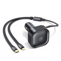 Автомобільний зарядний пристрій USAMS US-CC219 C41 Car Charger With 2in1 Retractable 30W CC219CC01