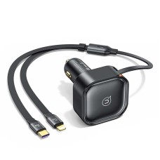 Автомобільний зарядний пристрій USAMS US-CC219 C41 Car Charger With 2in1 Retractable 30W CC219CC01