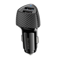 Автомобільний зарядний пристрій BOROFONE BZ31A Solid dual-port 3.4A 17W Black