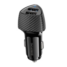 Автомобільний зарядний пристрій BOROFONE BZ31A Solid dual-port 3.4A 17W Black