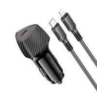 Автомобільний зарядний пристрій BOROFONE BZ31B Solid single-port Lightning Set 3A 30W Black