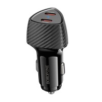 Автомобільний зарядний пристрій BOROFONE BZ31D Solid dual-port Type-C 3A 60W Black