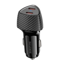 Автомобільний зарядний пристрій BOROFONE BZ31D Solid dual-port Type-C 3A 60W Black
