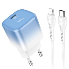 Мережевий зарядний пристрій HOCO C101A single port charger cable Type-C to Lightning 20W Blue