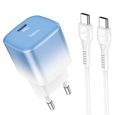 Мережевий зарядний пристрій HOCO C101A single port charger cable Type-C to Type-C 20W Blue