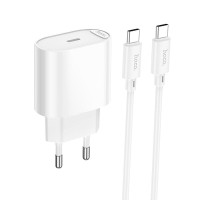 Мережевий зарядний пристрій HOCO C109A Fighter single port charger Type-C cable 20W White